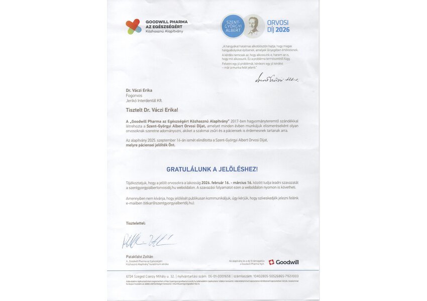 2026-os Szent-Györgyi Albert Orvosi Díj